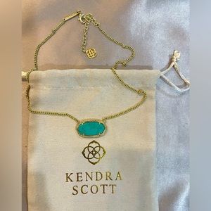 Kendra Scott Elisa Turquoise,  gold ton herringbone chain with pendent 16”